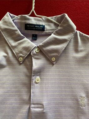 Peter Millar Lavender Stripe Button-Down Polo Shirt